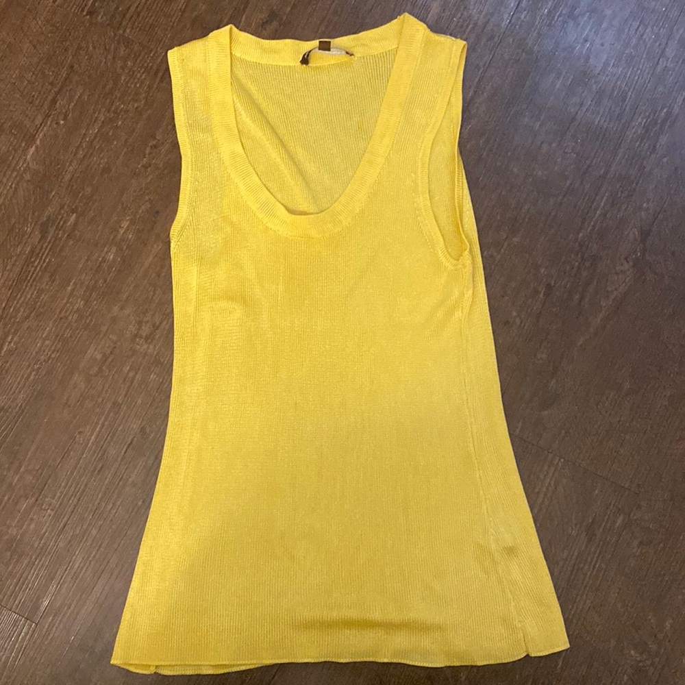 Yellow scoop neck top